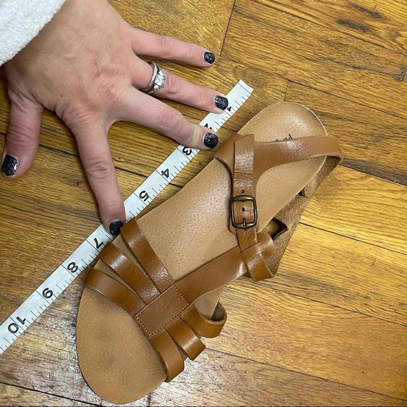 PEDRO INIESTA Tan Suede Strappy Cork Bottom Sandals Size 11 - Picture 7 of 7